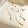Wholesale Women's Titanium Steel And Stainless Steel Geometric Water Drop Tassel Earrings With Electroplating