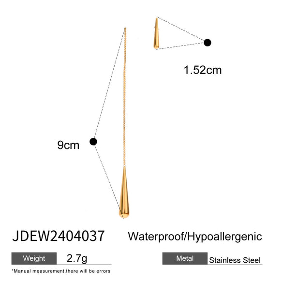 Wholesale Women's Titanium Steel And Stainless Steel Geometric Water Drop Tassel Earrings With Electroplating