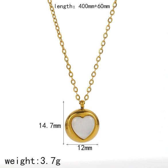 Wholesale Women's Titanium Steel And Stainless Steel Inlaid Opal And Cat's Eye Drop Shape Clavicle Chain Necklace Light Luxury All Match