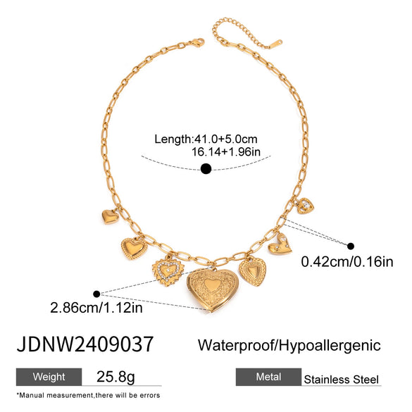 Wholesale Women's Titanium Steel And Stainless Steel Necklace With Heart Water Drop Bell Patterns Electroplated