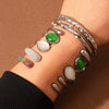 Wholesale Women's Titanium Steel And Stainless Steel Oval Natural Stone Electroplated Retro Light Luxury Niche Design Bracelet