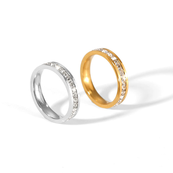 Wholesale Women's Titanium Steel And Stainless Steel Ring With Geometric Pattern And Inlaid Zircon Light Luxury Design