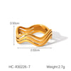 Wholesale Women's Titanium Steel And Stainless Steel Spherical Geometric Ring With 18K Gold Electroplating
