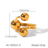 Wholesale Women's Titanium Steel And Stainless Steel Spherical Geometric Ring With 18K Gold Electroplating