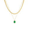 Wholesale Women's Titanium Steel And Stainless Steel Square Emerald Gemstone Pendant Multilayer Clavicle Chain Necklace With Electroplating