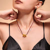 Wholesale Women's 316L Stainless Steel And Zircon Geometric 3Ring Clavicle Necklace With Electroplated 18K Real Gold Color