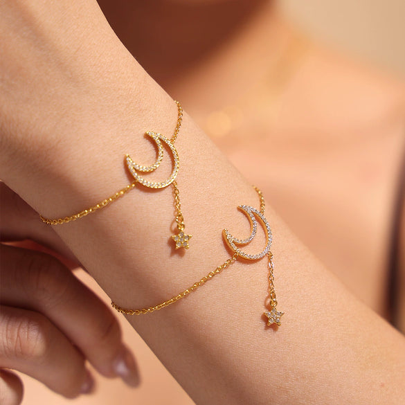 Wholesale Women's Titanium Steel And Zircon Jewelry With Geometric Pattern Tassel Double Clavicle Necklace And Temperament Bracelet Electroplated