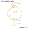 Wholesale Women's Titanium Steel And Zircon Jewelry With Geometric Pattern Tassel Double Clavicle Necklace And Temperament Bracelet Electroplated