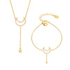 Wholesale Women's Titanium Steel And Zircon Jewelry With Geometric Pattern Tassel Double Clavicle Necklace And Temperament Bracelet Electroplated