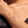 Wholesale Women's Titanium Steel And Zircon Jewelry With Geometric Pattern Tassel Double Clavicle Necklace And Temperament Bracelet Electroplated