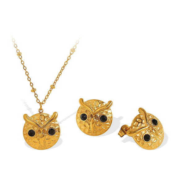 Wholesale Women's 316L Stainless Steel Animal Owl Pendant Earrings With Electroplating Design