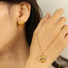 Wholesale Women's 316L Stainless Steel Animal Owl Pendant Earrings With Electroplating Design