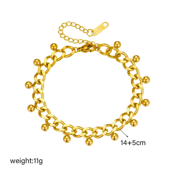Wholesale Women's Titanium Steel Ball Tassel Pendant Bracelet Retro Simple Fashion Style Electroplated
