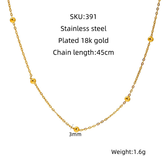 Wholesale Women's Titanium Steel Beaded Necklace And Bracelet With Geometric Design And Electroplating