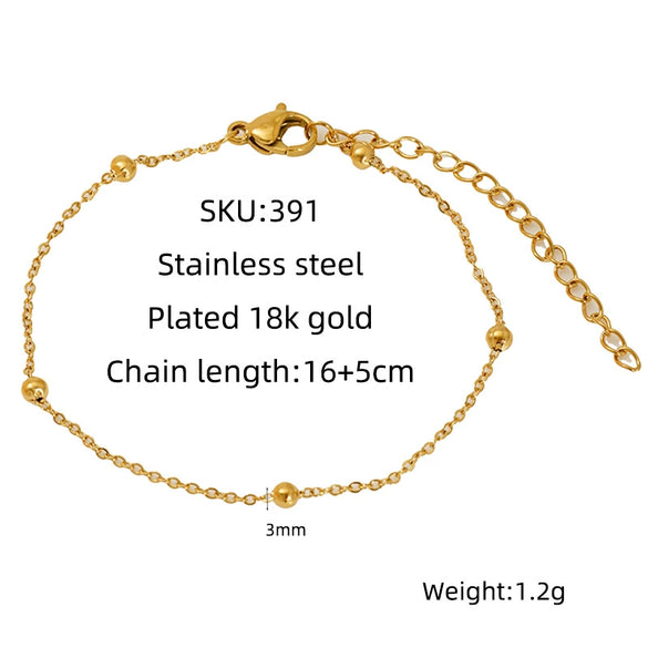 Wholesale Women's Titanium Steel Beaded Necklace And Bracelet With Geometric Design And Electroplating