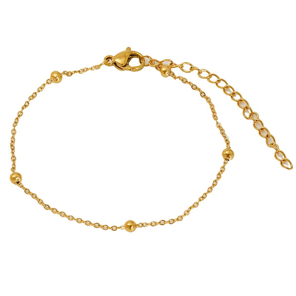 Wholesale Women's Titanium Steel Beaded Necklace And Bracelet With Geometric Design And Electroplating