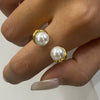 Wholesale Women's Titanium Steel Beads Ring With Geometric Design And 18K Gold Electroplated Finish