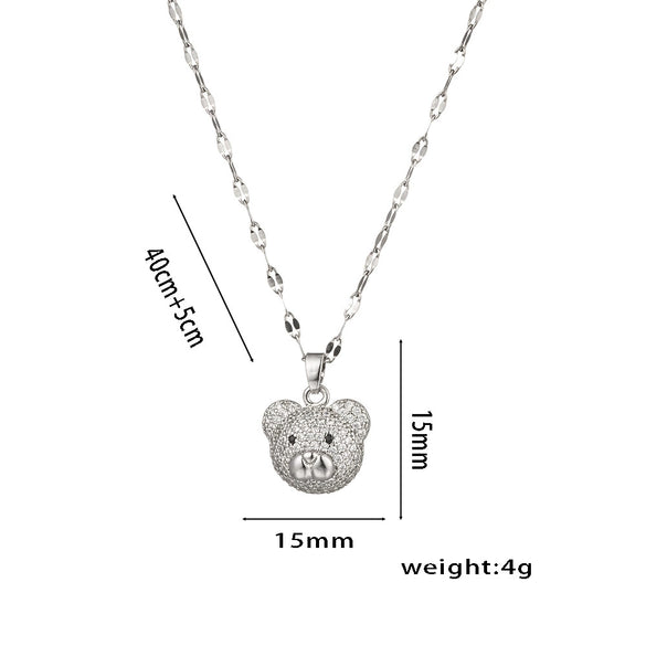 Wholesale Women's Titanium Steel Bear Wave Pattern Ochain Necklace With Electroplating Treatment