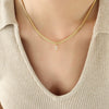 Wholesale Women's Titanium Steel Blade Chain Pendant Necklace With Mixed Gemstone Setting Letter Pendant Electroplated