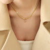 Wholesale Women's Titanium Steel Blade Chain Pendant Necklace With Mixed Gemstone Setting Letter Pendant Electroplated