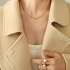 Wholesale Women's Titanium Steel Blade Chain Pendant Necklace With Mixed Gemstone Setting Letter Pendant Electroplated