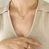 Wholesale Women's Titanium Steel Blade Chain Pendant Necklace With Mixed Gemstone Setting Letter Pendant Electroplated