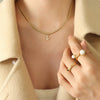 Wholesale Women's Titanium Steel Blade Chain Pendant Necklace With Mixed Gemstone Setting Letter Pendant Electroplated