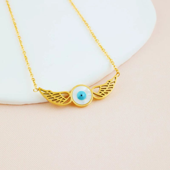 Wholesale Women's Titanium Steel Blue Eye Necklace With Electroplating