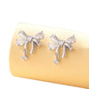 Wholesale Women's Titanium Steel Bow Inlaid Zircon Earrings