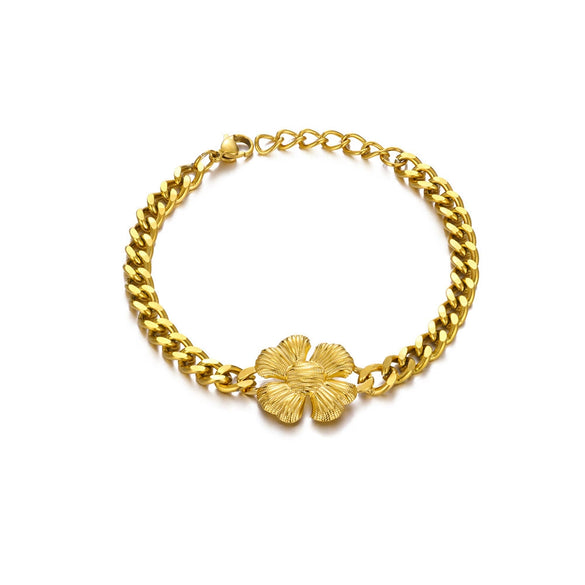 Wholesale Women's Titanium Steel Bow Pendant Bracelet With Geometric Pin Chain And Electroplating Design