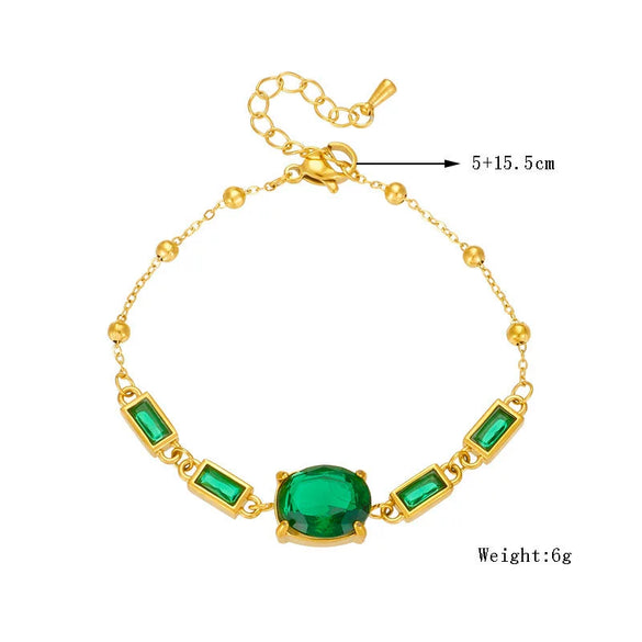 Wholesale Women's Titanium Steel Bracelet Geometric Oval Square Connection Diamondembedded Electroplated Fashion Retro Light Luxury