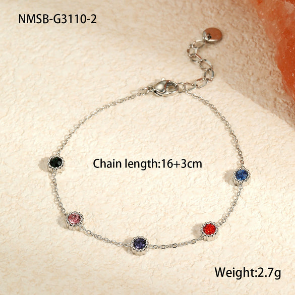 Wholesale Women's Titanium Steel Bracelet Inlaid With Color Zircon Fashion Geometric Style Electroplated Light Luxury High End Sense