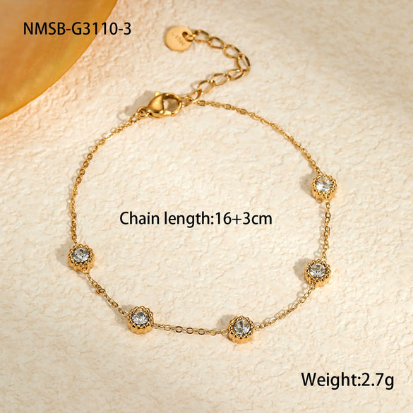 Wholesale Women's Titanium Steel Bracelet Inlaid With Color Zircon Fashion Geometric Style Electroplated Light Luxury High End Sense