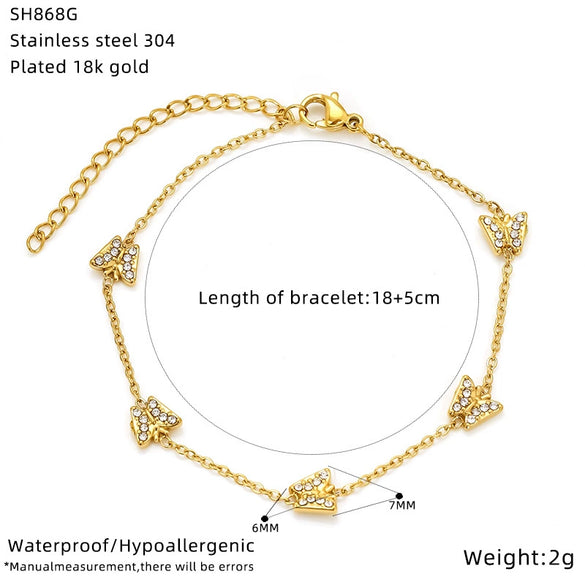 Wholesale Women's Titanium Steel Bracelet Inlaid Zirconia With Geometric And Flower Bow Patterns Gold Plated Jewelry