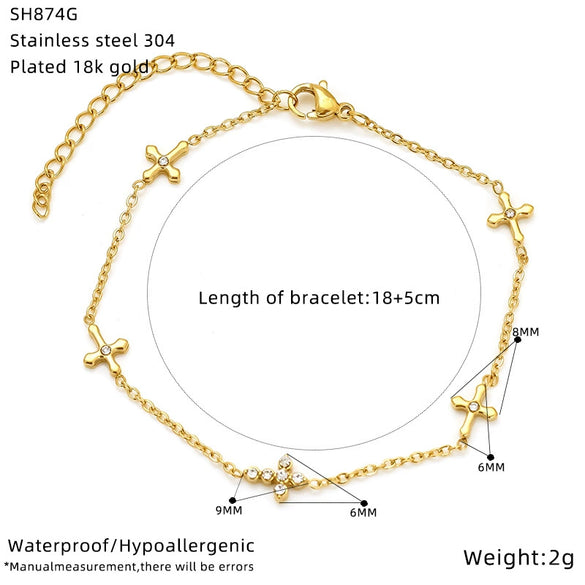 Wholesale Women's Titanium Steel Bracelet Inlaid Zirconia With Geometric And Flower Bow Patterns Gold Plated Jewelry