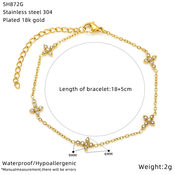 Wholesale Women's Titanium Steel Bracelet Inlaid Zirconia With Geometric And Flower Bow Patterns Gold Plated Jewelry