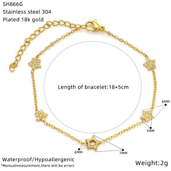 Wholesale Women's Titanium Steel Bracelet Inlaid Zirconia With Geometric And Flower Bow Patterns Gold Plated Jewelry