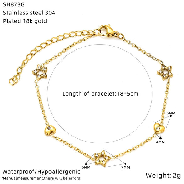 Wholesale Women's Titanium Steel Bracelet Inlaid Zirconia With Geometric And Flower Bow Patterns Gold Plated Jewelry