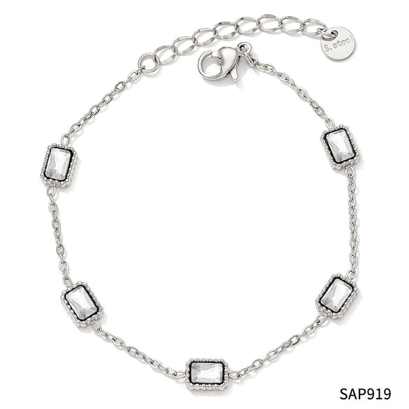 Wholesale Women's Titanium Steel Bracelet Suit With Heart Rhombus Geometric Shapes Electroplated