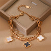 Wholesale Women's Titanium Steel Bracelet With Fourleaf Clover Design Doublelayer Chain Electroplated Classy Niche Nonfading Hand Jewelry