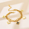 Wholesale Women's Titanium Steel Bracelet With Fourleaf Clover Design Doublelayer Chain Electroplated Classy Niche Nonfading Hand Jewelry