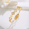 Wholesale Women's Titanium Steel Bracelet With Hollow Four Leaf Flower Design Set With Diamonds