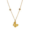 Wholesale Women's Titanium Steel Butterfly Diamond Necklace With Small Gold Beads And Ochain