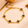 Wholesale Women's Titanium Steel Butterfly Four Leaf Clover Heart Shaped Cartoon Style Electroplated Chain Bracelet