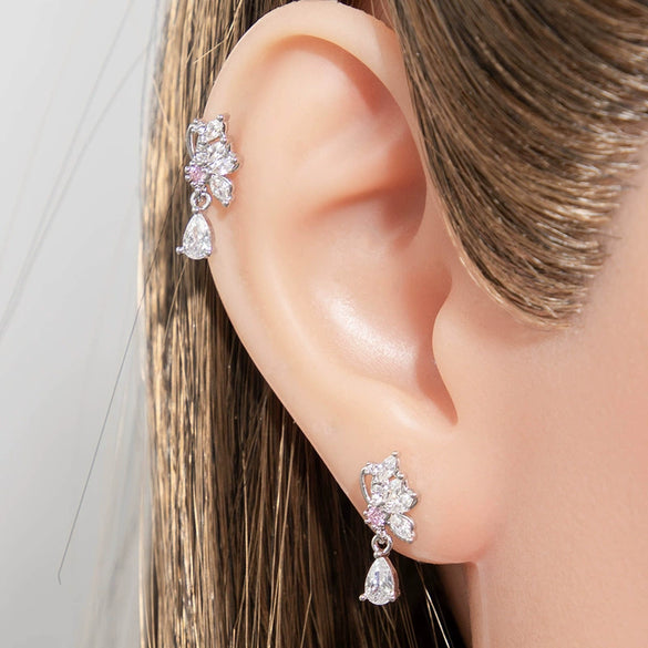 Wholesale Women's Titanium Steel Butterflyshaped Zirconia Fashion Jewelry Screw Piercing Ear Nails