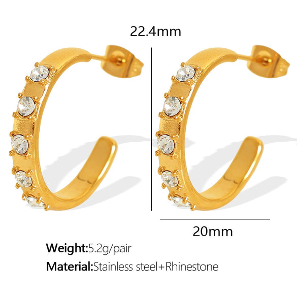 Wholesale Women's 316L Stainless Steel C Shaped Simple Retro Electroplated Imitation Pearl All Match Earrings