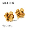 Wholesale Women's Titanium Steel Camellia Flower Earrings With Rose Gold 18K Vacuum Plated Electroplating In Furnace Geometric Style