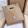 Wholesale Women's Titanium Steel Cartoon Geometric Diamond Microinlaid Real Gold Necklace