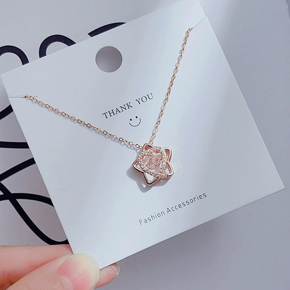 Wholesale Women's Titanium Steel Clavicle Chain Necklace With Copper Pendant Micropaved Crown Heart Shape Flower Insect Leaves Geometric Animal Zodiac Letters Numbers Text Design