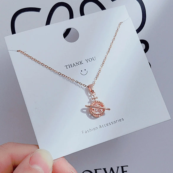 Wholesale Women's Titanium Steel Clavicle Chain Necklace With Copper Pendant Micropaved Crown Heart Shape Flower Insect Leaves Geometric Animal Zodiac Letters Numbers Text Design